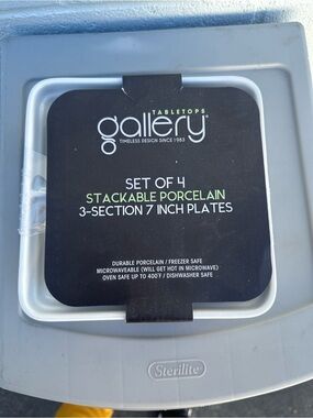 Gallery White 3-Section Porcelain Plates Set